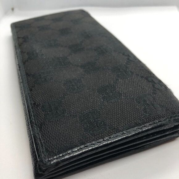 Authentic GUCCI Black Fabric & Leather Long Designer Wallet - Picture 3 of 11